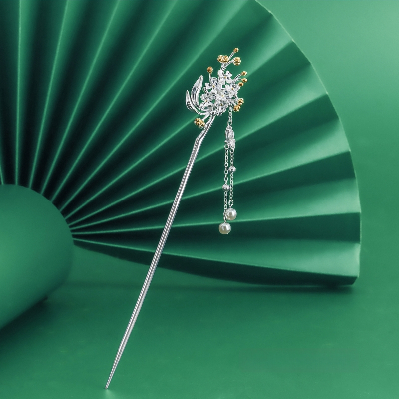 Matu sprādze no vara, nacionālā stila, ziedu motīvs, elektroplatinga pārklājums, izcelsme Shantwei