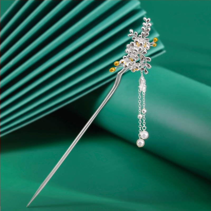 Matu sprādze no vara, nacionālā stila, ziedu motīvs, elektroplatinga pārklājums, izcelsme Shantwei