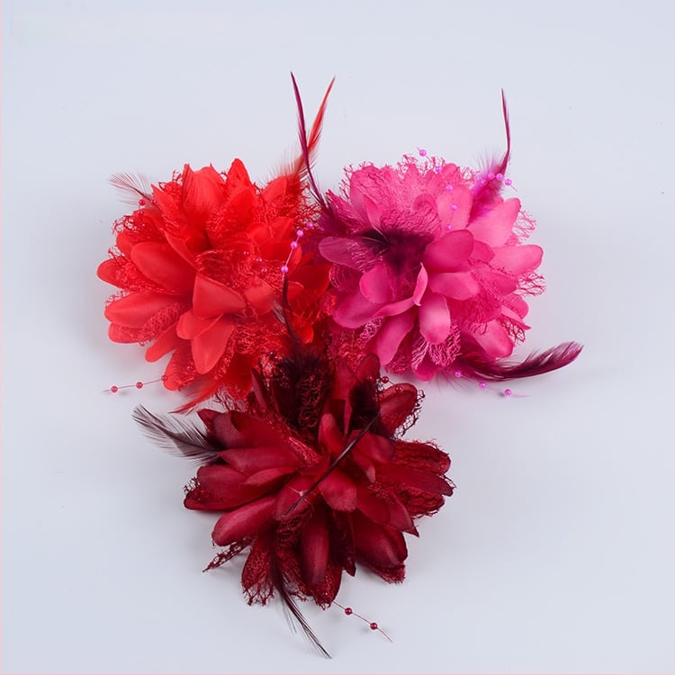 Аксесоар за глава, ръчно изработен от мрежеста тъкан с перли и пера, щипка за коса Duckbill, стил Fresh and Sweet