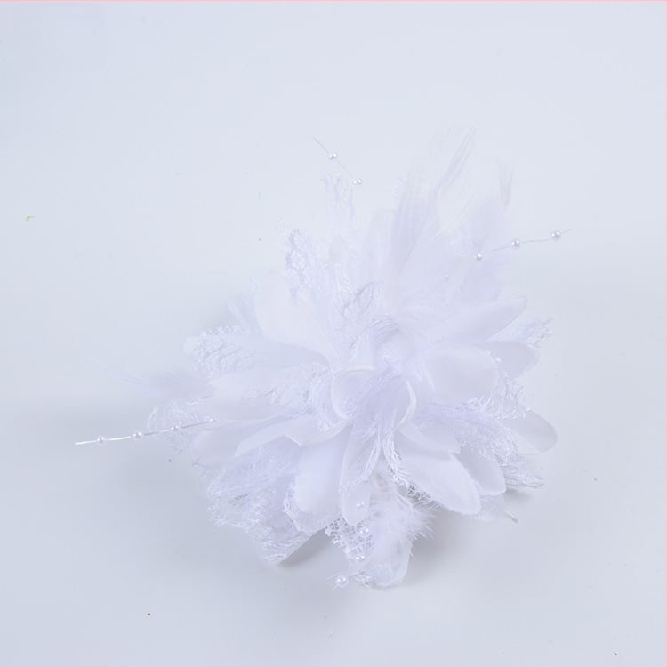 Аксесоар за глава, ръчно изработен от мрежеста тъкан с перли и пера, щипка за коса Duckbill, стил Fresh and Sweet