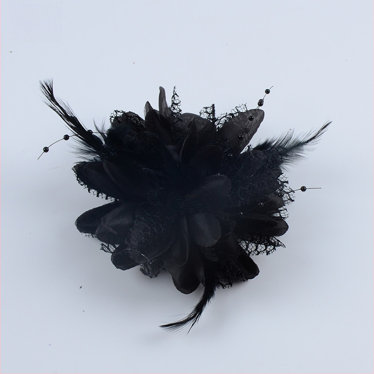 Аксесоар за глава, ръчно изработен от мрежеста тъкан с перли и пера, щипка за коса Duckbill, стил Fresh and Sweet