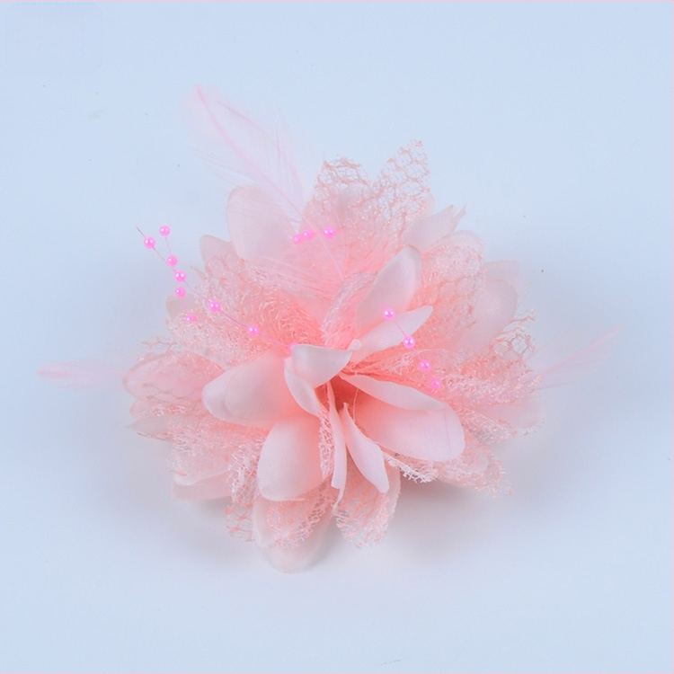 Аксесоар за глава, ръчно изработен от мрежеста тъкан с перли и пера, щипка за коса Duckbill, стил Fresh and Sweet