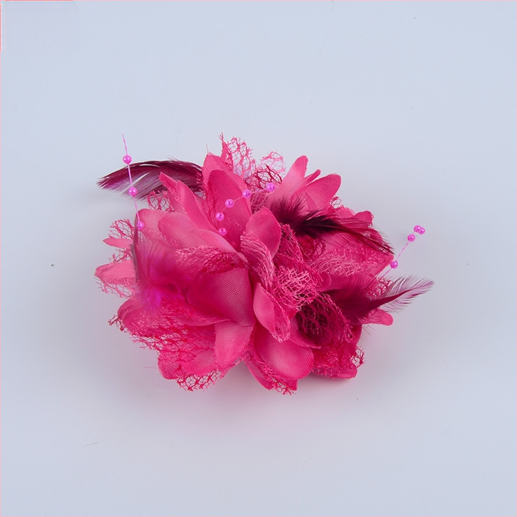 Аксесоар за глава, ръчно изработен от мрежеста тъкан с перли и пера, щипка за коса Duckbill, стил Fresh and Sweet