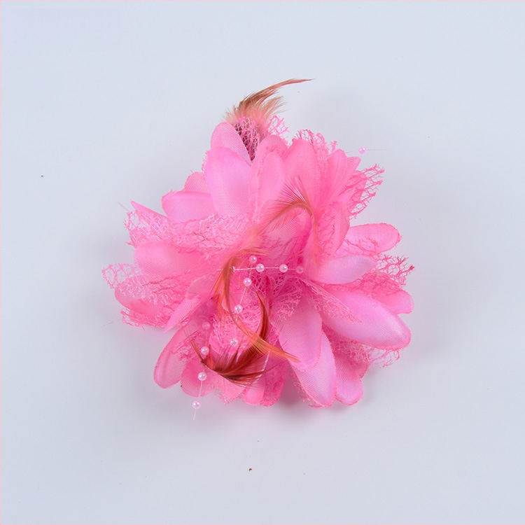 Аксесоар за глава, ръчно изработен от мрежеста тъкан с перли и пера, щипка за коса Duckbill, стил Fresh and Sweet