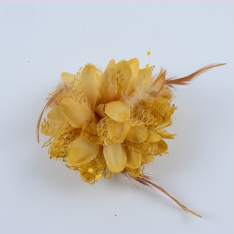 Аксесоар за глава, ръчно изработен от мрежеста тъкан с перли и пера, щипка за коса Duckbill, стил Fresh and Sweet