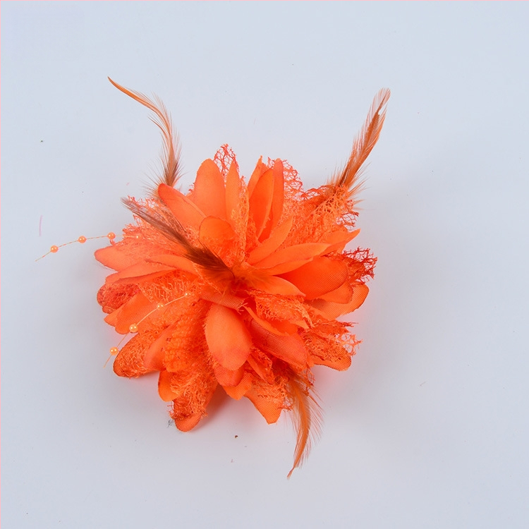 Аксесоар за глава, ръчно изработен от мрежеста тъкан с перли и пера, щипка за коса Duckbill, стил Fresh and Sweet