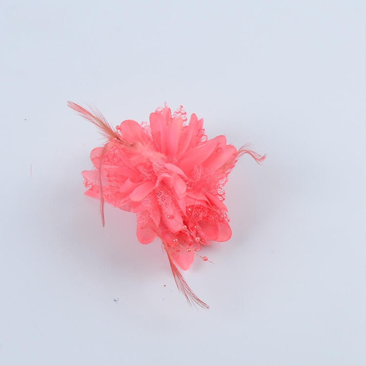 Аксесоар за глава, ръчно изработен от мрежеста тъкан с перли и пера, щипка за коса Duckbill, стил Fresh and Sweet