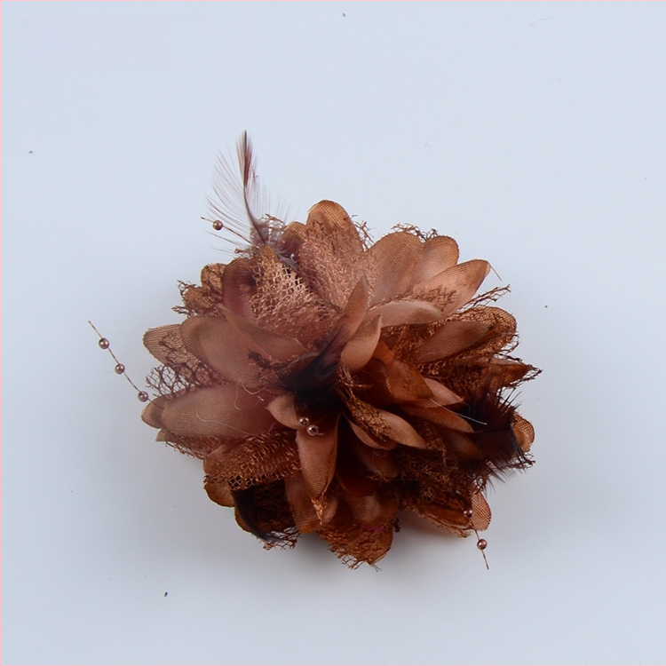 Аксесоар за глава, ръчно изработен от мрежеста тъкан с перли и пера, щипка за коса Duckbill, стил Fresh and Sweet