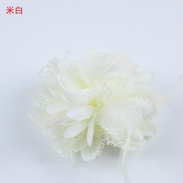 Аксесоар за глава, ръчно изработен от мрежеста тъкан с перли и пера, щипка за коса Duckbill, стил Fresh and Sweet