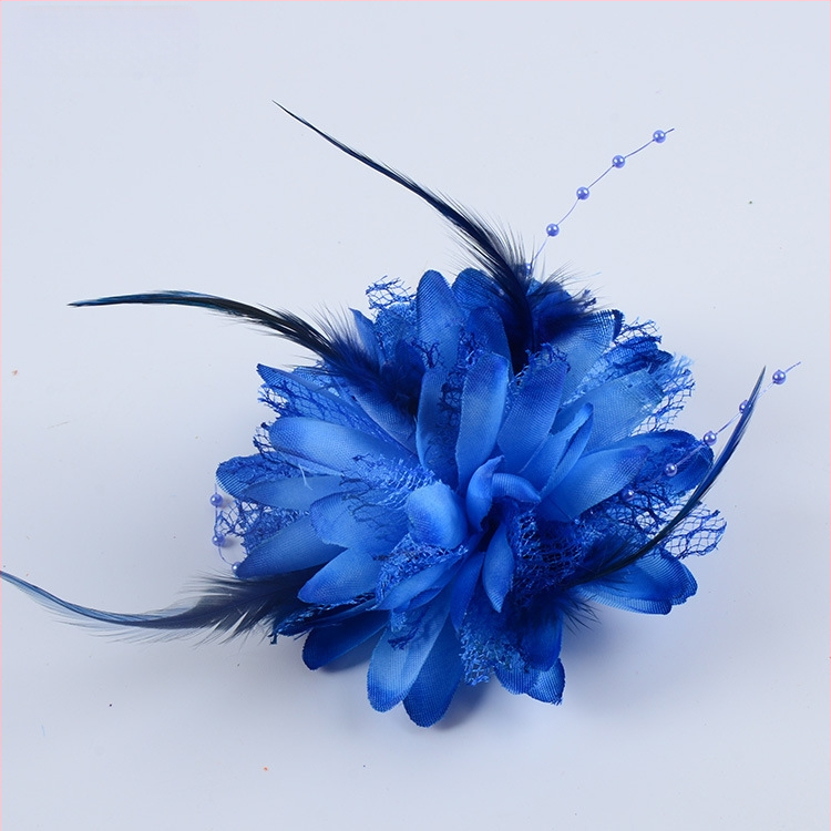 Аксесоар за глава, ръчно изработен от мрежеста тъкан с перли и пера, щипка за коса Duckbill, стил Fresh and Sweet