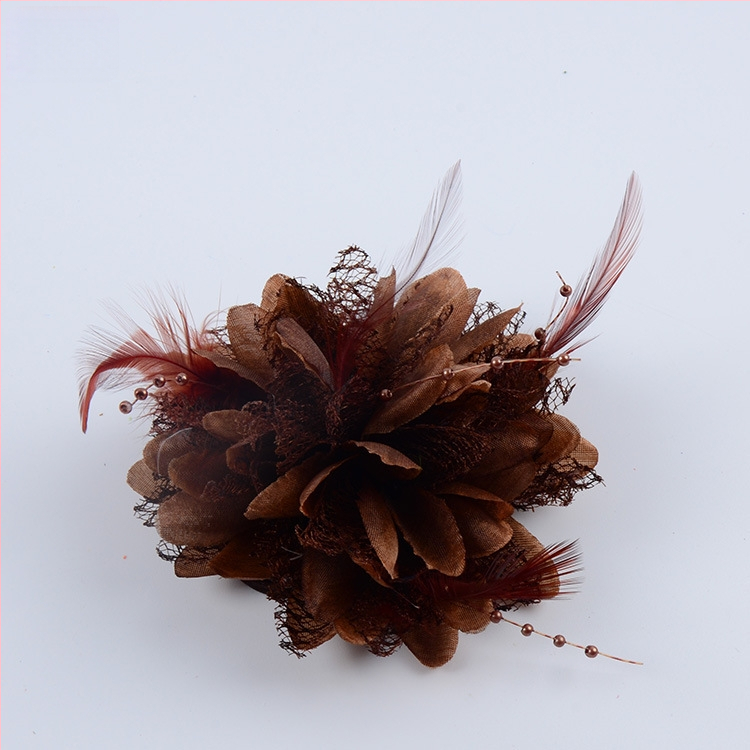 Аксесоар за глава, ръчно изработен от мрежеста тъкан с перли и пера, щипка за коса Duckbill, стил Fresh and Sweet