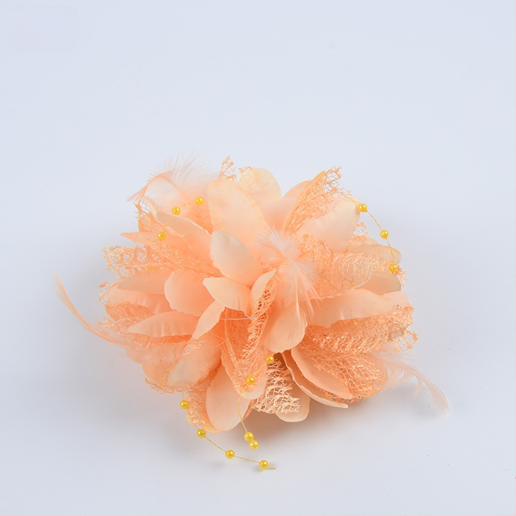 Аксесоар за глава, ръчно изработен от мрежеста тъкан с перли и пера, щипка за коса Duckbill, стил Fresh and Sweet