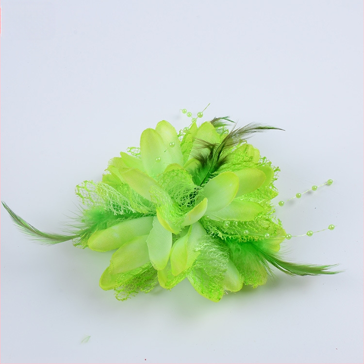 Аксесоар за глава, ръчно изработен от мрежеста тъкан с перли и пера, щипка за коса Duckbill, стил Fresh and Sweet