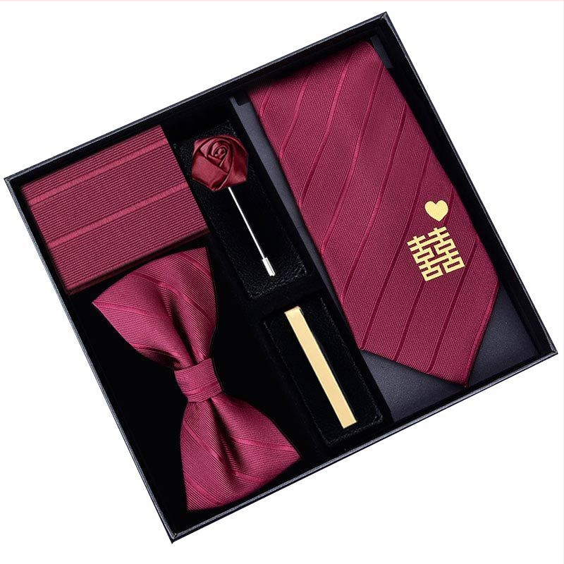 Мъжка вратовръзка с цветна украса – полиестер, на райета, геометричен стил