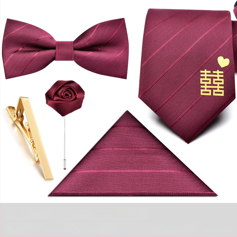 Мъжка вратовръзка с цветна украса – полиестер, на райета, геометричен стил