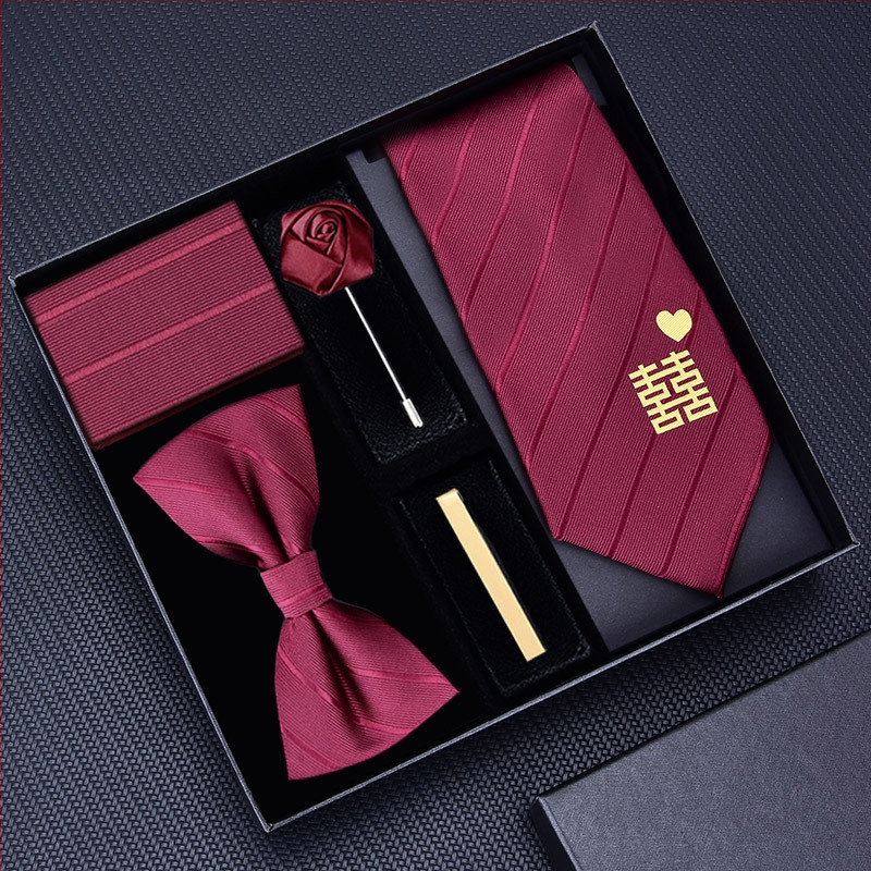 Мъжка вратовръзка с цветна украса – полиестер, на райета, геометричен стил