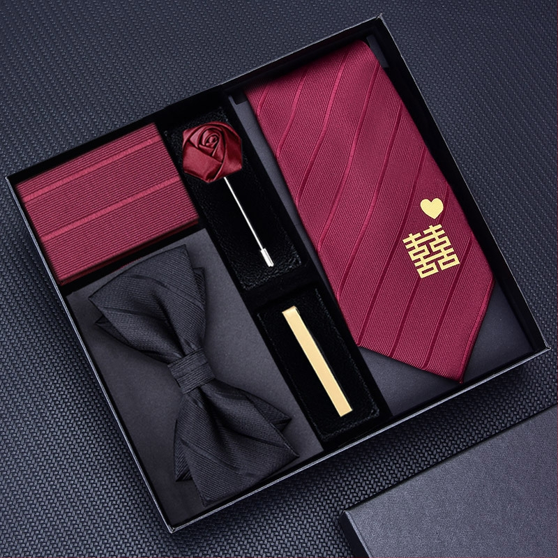 Мъжка вратовръзка с цветна украса – полиестер, на райета, геометричен стил