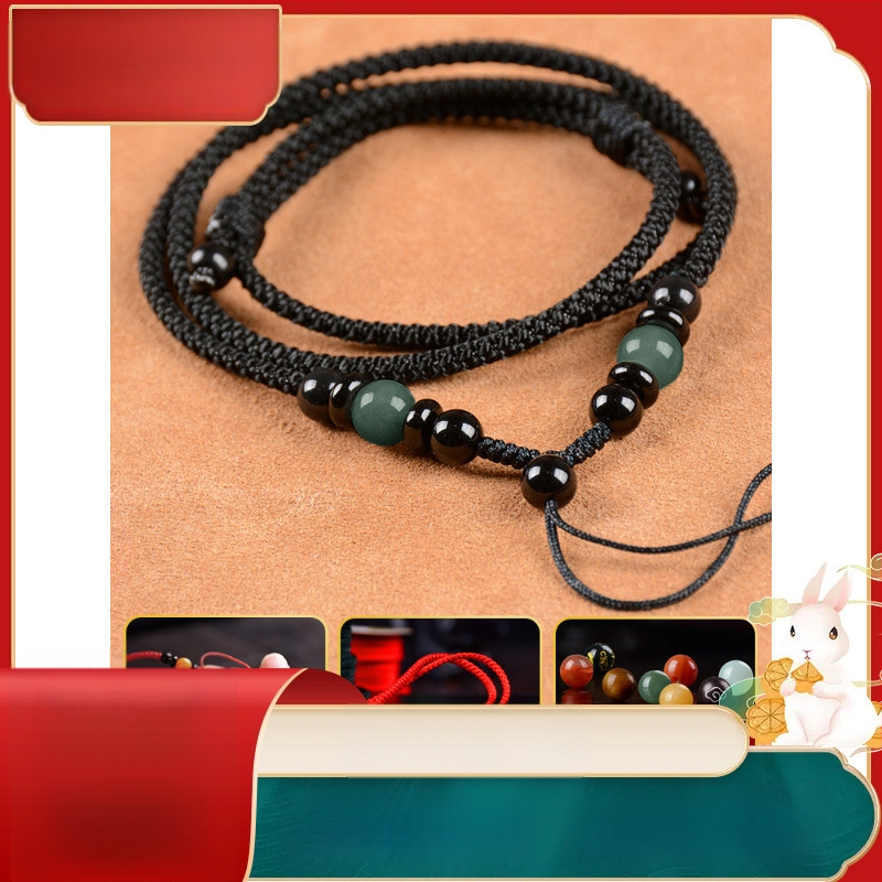 Hetianos nefrito pakabukas ant rankų pintos vėrinio, apdorotas nefritas