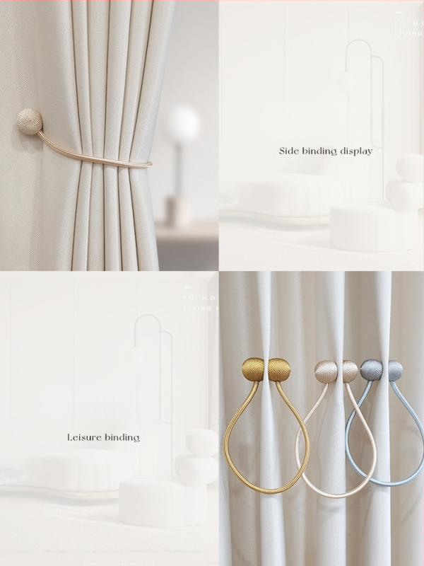 Dvi audinio užuolaidų dirželiai su magnetinėmis sagenimis, paprastas ir šiuolaikiškas stilius, tinkami lovos užuolaidoms ir musės tinklams