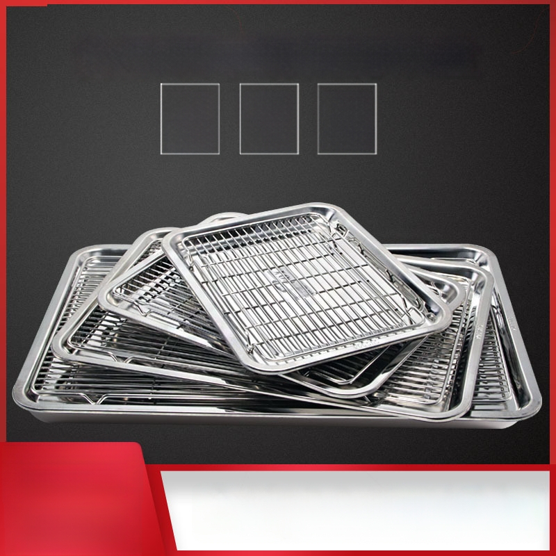 Nerđajući čelični četverokutni pladanj s mrežicom za odvod, filtriranje ulja, elektroplatirani završetak, pogodna za mikrovalnu pećnicu