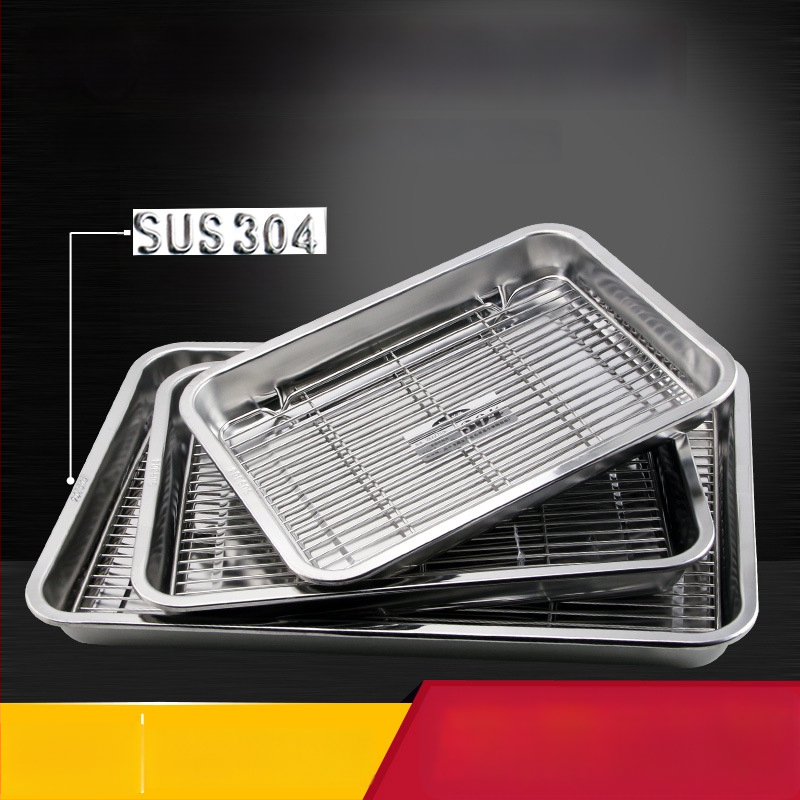 Nerđajući čelični četverokutni pladanj s mrežicom za odvod, filtriranje ulja, elektroplatirani završetak, pogodna za mikrovalnu pećnicu