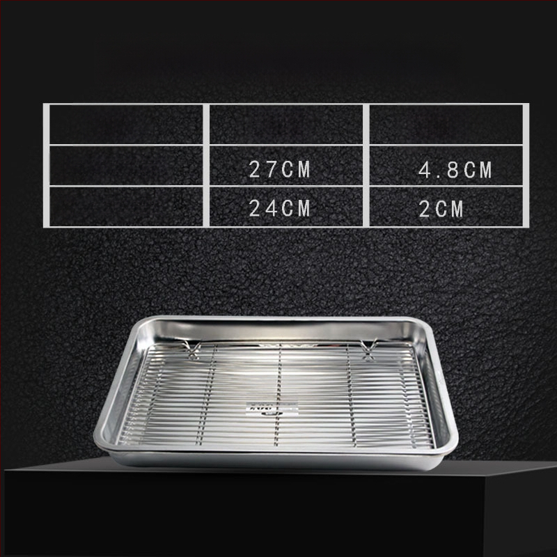Nerđajući čelični četverokutni pladanj s mrežicom za odvod, filtriranje ulja, elektroplatirani završetak, pogodna za mikrovalnu pećnicu