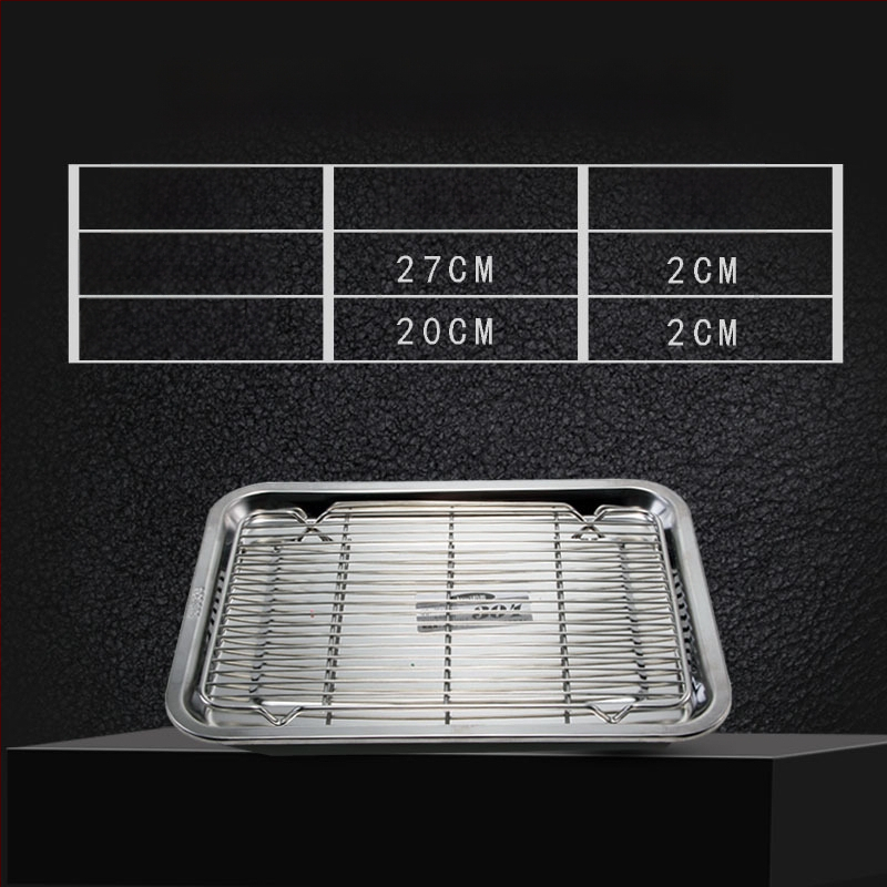 Nerđajući čelični četverokutni pladanj s mrežicom za odvod, filtriranje ulja, elektroplatirani završetak, pogodna za mikrovalnu pećnicu