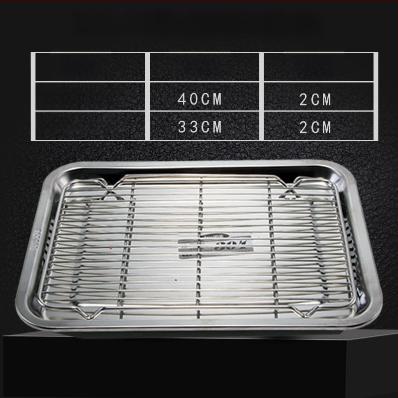 Nerđajući čelični četverokutni pladanj s mrežicom za odvod, filtriranje ulja, elektroplatirani završetak, pogodna za mikrovalnu pećnicu