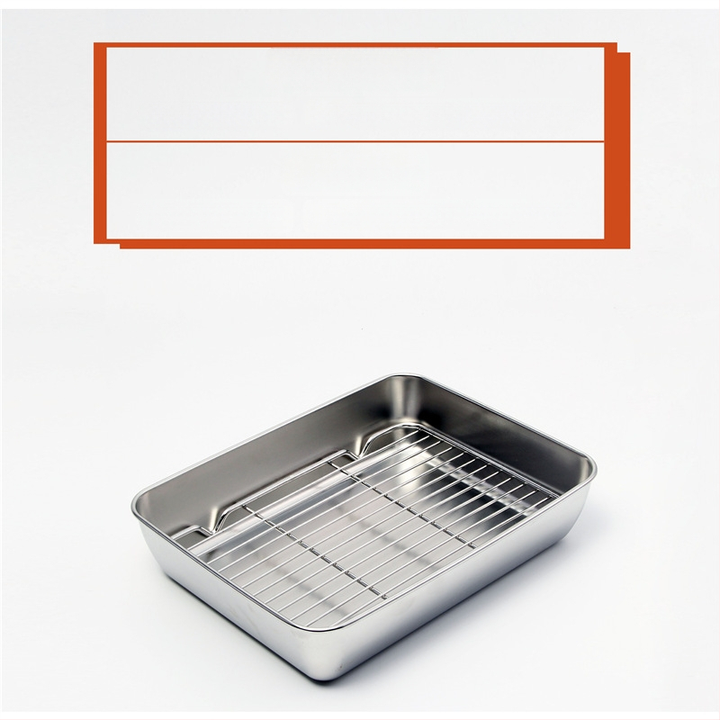Nerđajući čelični četverokutni pladanj s mrežicom za odvod, filtriranje ulja, elektroplatirani završetak, pogodna za mikrovalnu pećnicu