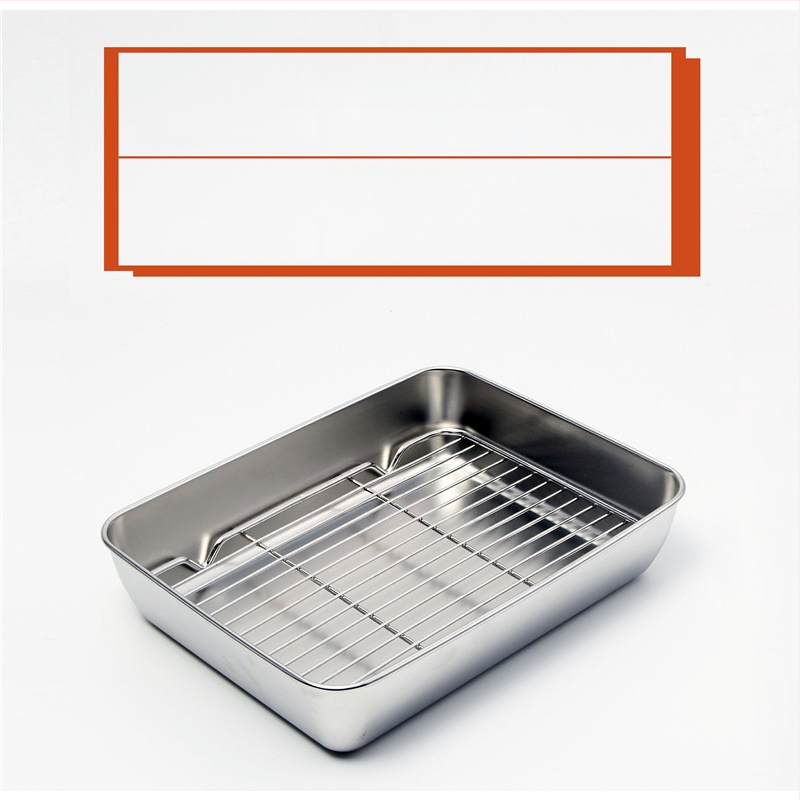 Nerđajući čelični četverokutni pladanj s mrežicom za odvod, filtriranje ulja, elektroplatirani završetak, pogodna za mikrovalnu pećnicu