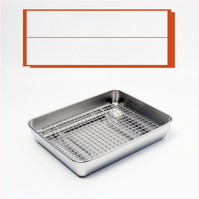 Nerđajući čelični četverokutni pladanj s mrežicom za odvod, filtriranje ulja, elektroplatirani završetak, pogodna za mikrovalnu pećnicu