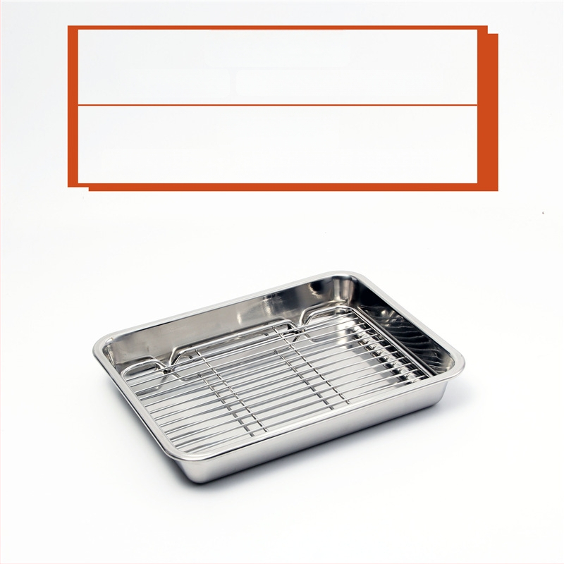 Nerđajući čelični četverokutni pladanj s mrežicom za odvod, filtriranje ulja, elektroplatirani završetak, pogodna za mikrovalnu pećnicu