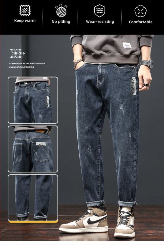 Džinsu platām kājām bikses ar flisa oderi – taisa griezuma, viduklis vidēji, vienkrāsains, jauneklīgs stils, rudens 2025