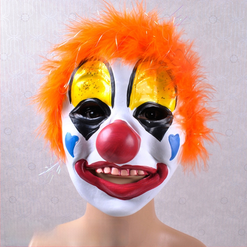 Latekso klounų kaukė, siaubo stiliaus, kostiumui skirtas rekvizitas, Helovynui ir Šv. Velykoms