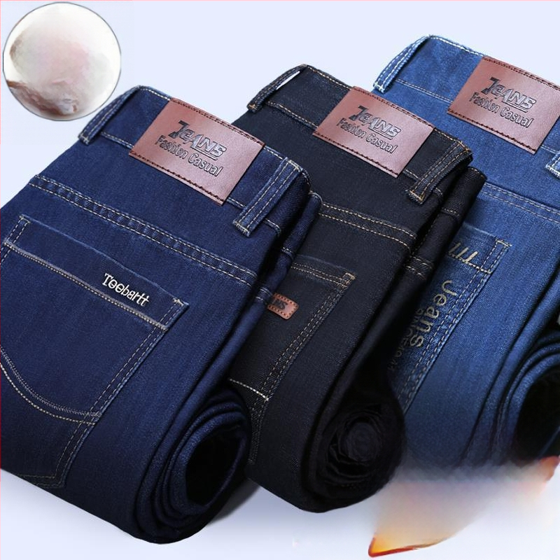 Vīriešu džinsi ar flīsu odere, bieza, taisa piegriezuma, viduklis vidējs, piemēroti visām sezonām