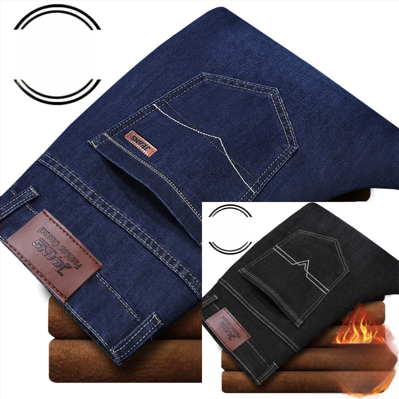 Vīriešu džinsi ar flīsu odere, bieza, taisa piegriezuma, viduklis vidējs, piemēroti visām sezonām