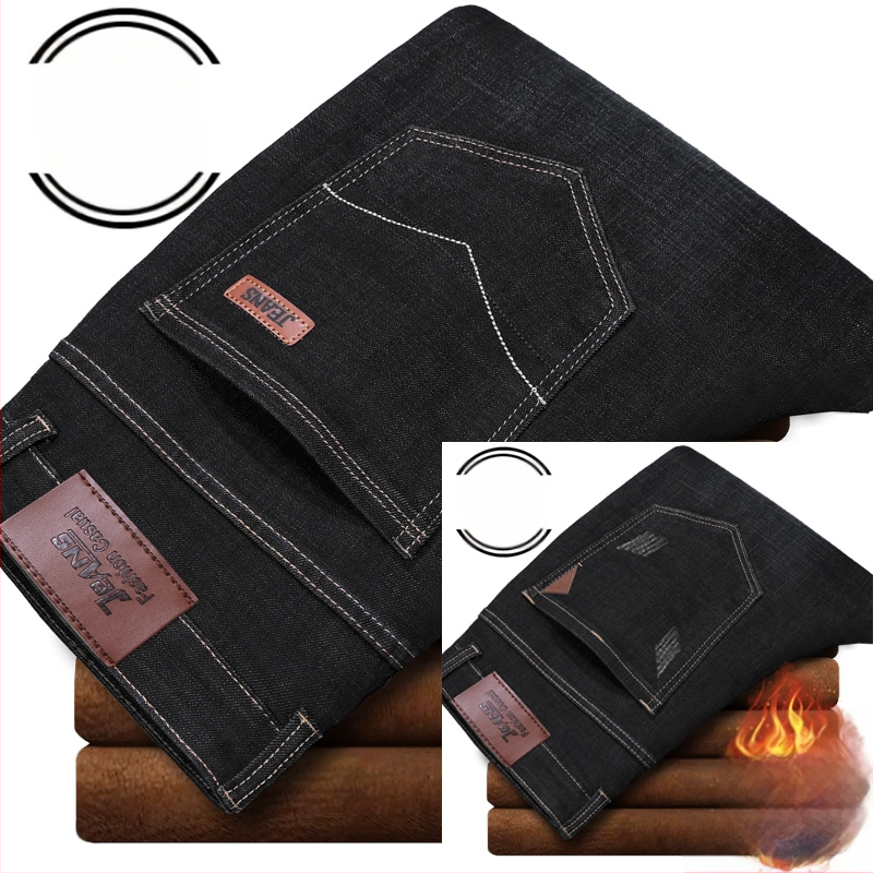 Vīriešu džinsi ar flīsu odere, bieza, taisa piegriezuma, viduklis vidējs, piemēroti visām sezonām