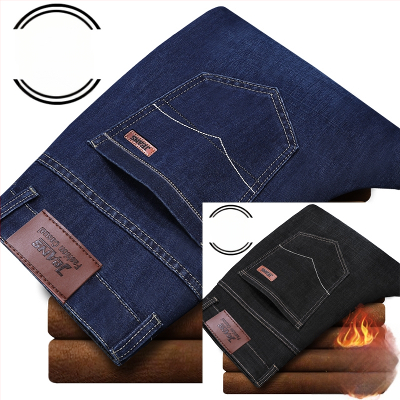 Vīriešu džinsi ar flīsu odere, bieza, taisa piegriezuma, viduklis vidējs, piemēroti visām sezonām