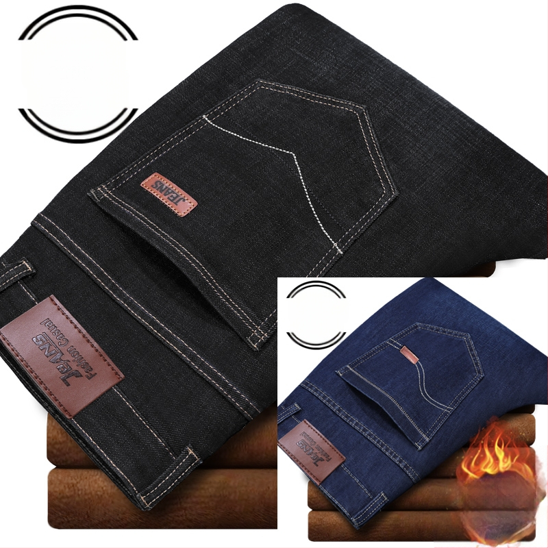 Vīriešu džinsi ar flīsu odere, bieza, taisa piegriezuma, viduklis vidējs, piemēroti visām sezonām