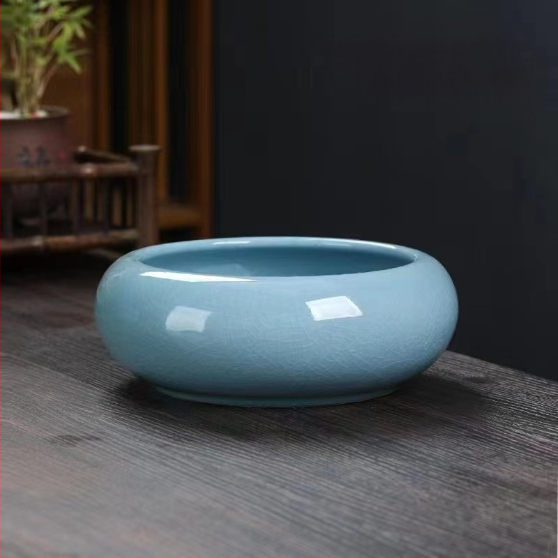 Keramikas hidroponiska puķu pods – minimālistisks stils, elpojošs, korozijizturīgs, izturīgs; rokdarbs; izcepts 1300°C; piemērots galdam vai grīdai.