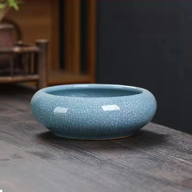 Keramikas hidroponiska puķu pods – minimālistisks stils, elpojošs, korozijizturīgs, izturīgs; rokdarbs; izcepts 1300°C; piemērots galdam vai grīdai.