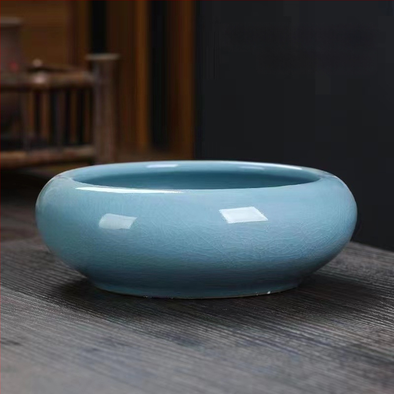 Keramikas hidroponiska puķu pods – minimālistisks stils, elpojošs, korozijizturīgs, izturīgs; rokdarbs; izcepts 1300°C; piemērots galdam vai grīdai.