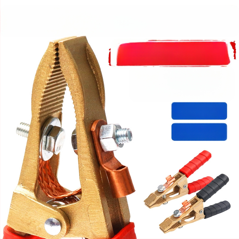 Baterijos laikiklis su grynu vario krokodilo klipu, laidų jungtis ir sustiprinta žemės skava