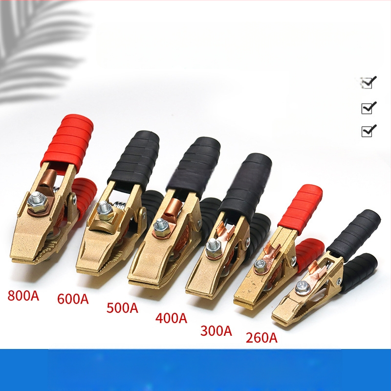 Baterijos laikiklis su grynu vario krokodilo klipu, laidų jungtis ir sustiprinta žemės skava