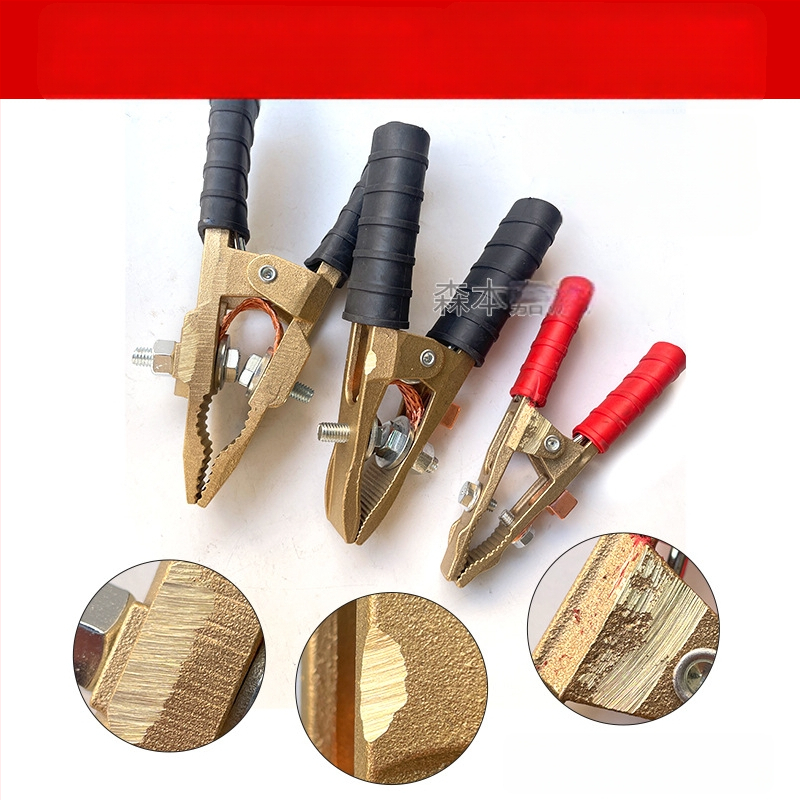 Baterijos laikiklis su grynu vario krokodilo klipu, laidų jungtis ir sustiprinta žemės skava