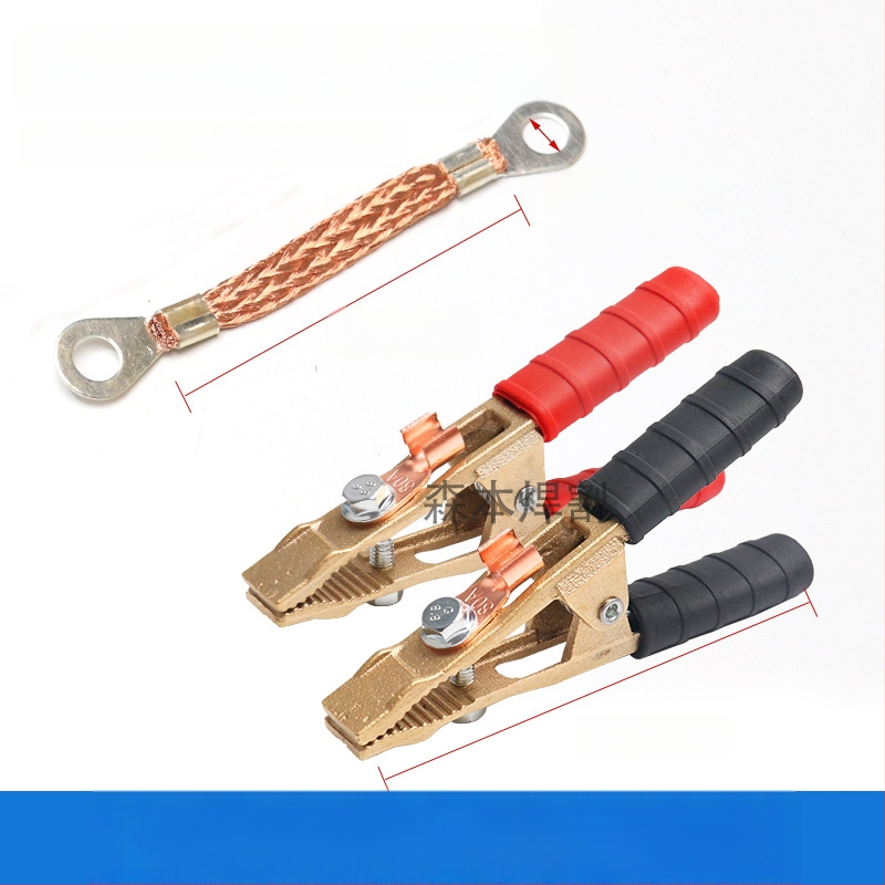 Baterijos laikiklis su grynu vario krokodilo klipu, laidų jungtis ir sustiprinta žemės skava