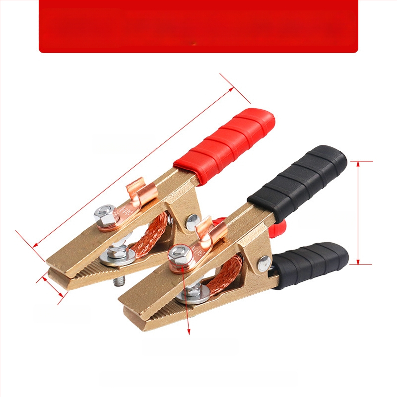 Baterijos laikiklis su grynu vario krokodilo klipu, laidų jungtis ir sustiprinta žemės skava