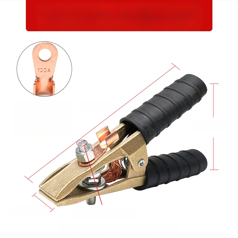 Baterijos laikiklis su grynu vario krokodilo klipu, laidų jungtis ir sustiprinta žemės skava