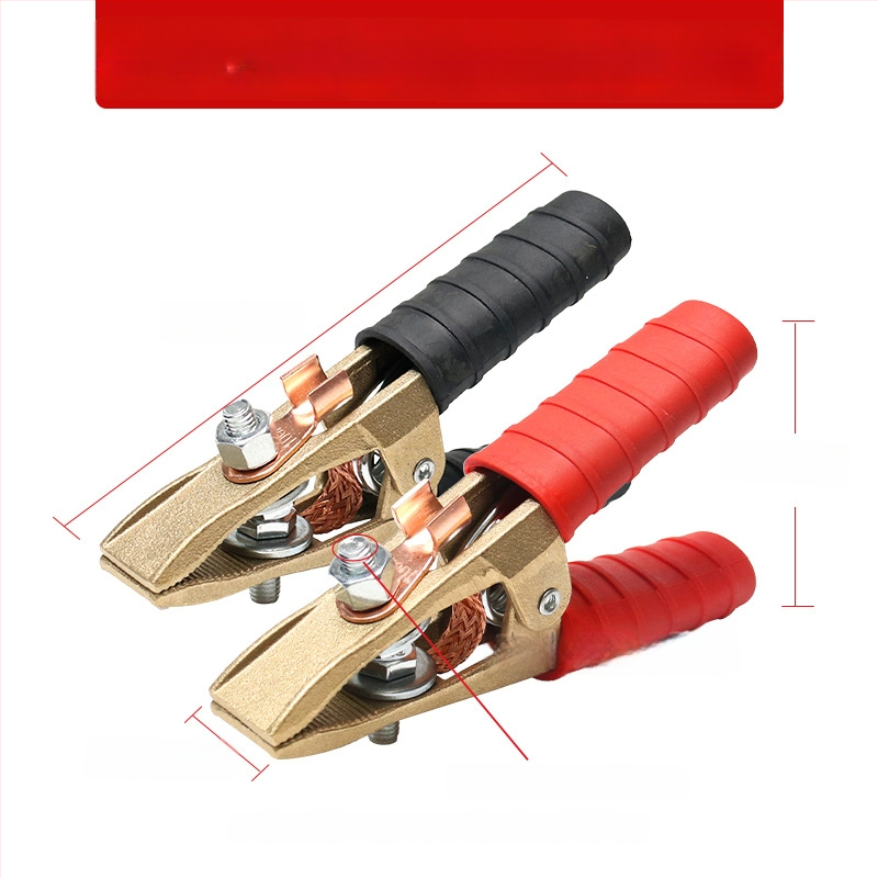 Baterijos laikiklis su grynu vario krokodilo klipu, laidų jungtis ir sustiprinta žemės skava