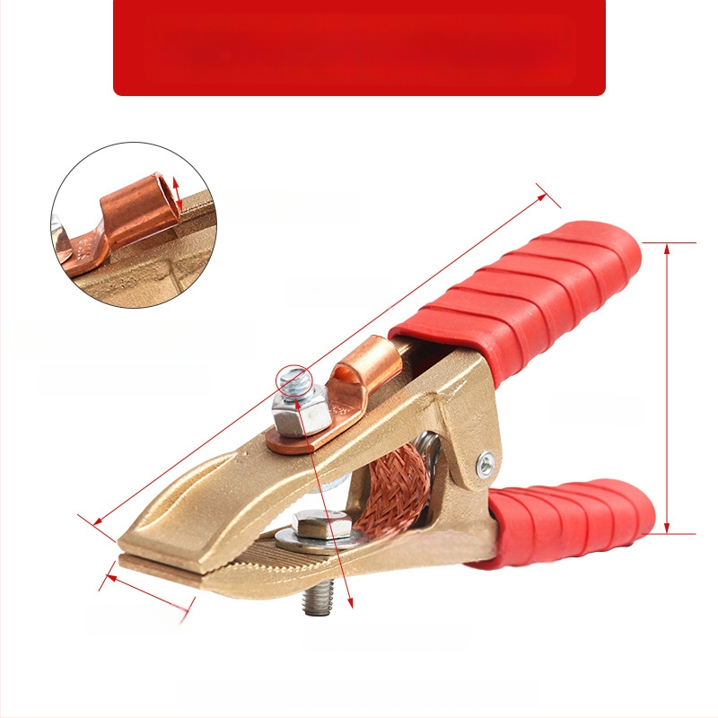 Baterijos laikiklis su grynu vario krokodilo klipu, laidų jungtis ir sustiprinta žemės skava